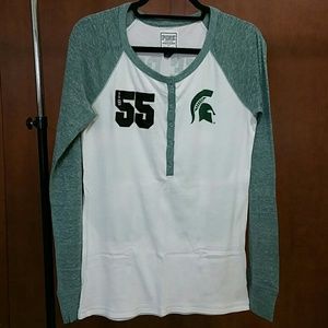 Victoria's Secret PINK MSU L.S. Tee Sz L